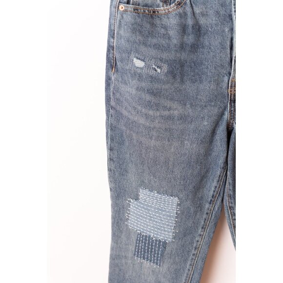 Old Navy Women's Size 8 Extra High-Rise Jeans Patchwork Straight Leg - Picture 3 of 9